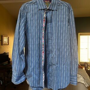 Robert Graham Blue Striped Button-Up Shirt